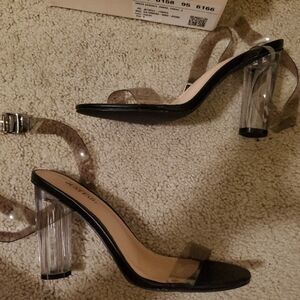 Zara Black Transparent Heeled Sandals